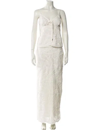 Pre-owned Simkhai Raw-edge Trim Skirt Set W/ Tags In Neutral