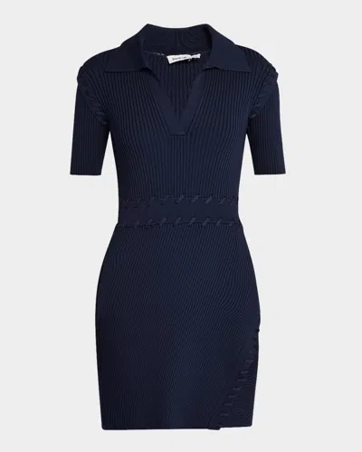 Simkhai Rayan Short-sleeve Mini Polo Dress In Midnight