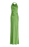 Simkhai Reannon Draped Satin Gown In Green