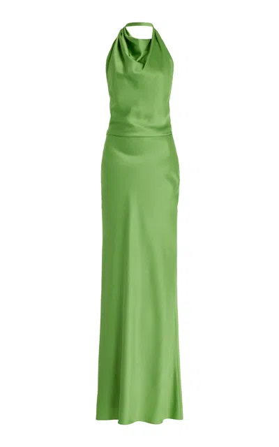 Simkhai Reannon Draped Satin Gown In Green