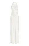 Simkhai Reannon Draped Satin Gown In Ivory