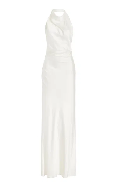 Simkhai Reannon Draped Satin Gown In Ivory