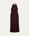 Simkhai Reannon Halterneck Satin Gown In Brown