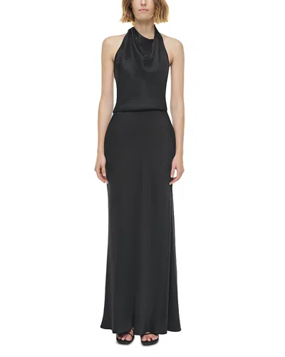 Simkhai Reannon Draped Satin Gown In Transparent