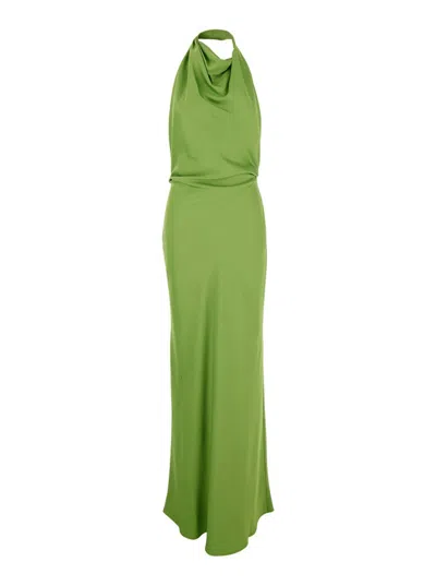 Simkhai Satin Reannon Gown In Green