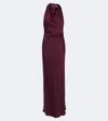 Simkhai Reannon Halterneck Satin Gown In Brown