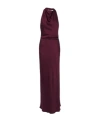 Simkhai Reannon Halterneck Satin Gown In Burgundy