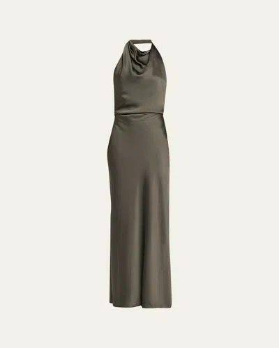 Simkhai Reannon Satin Halter Dress In Green