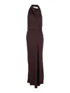 Simkhai Reannon Halterneck Satin Gown In Brown