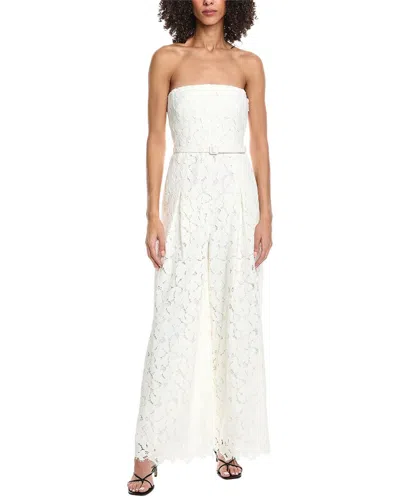 Simkhai Rebecca Strapless Belted Corded Lace Wide-leg Jumpsuit In White