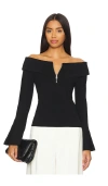 Simkhai Womens Zipper Knit Off The Shoulder In 黑色