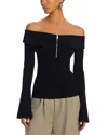 Simkhai Womens Zipper Knit Off The Shoulder In Black
