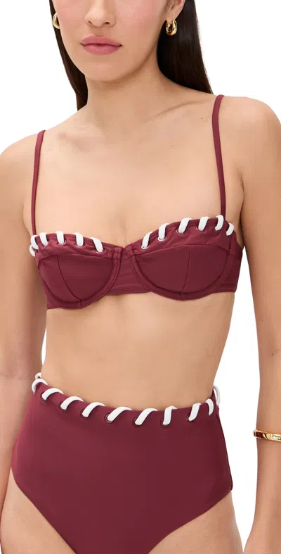 Simkhai Recca Balconette Bikini Top Oxblood Multi In Red