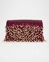 Simkhai Reese Beaded Fringe Clutch Bag In Red