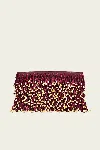 Simkhai Reese Beaded Fringe Clutch In Cranberry In Red