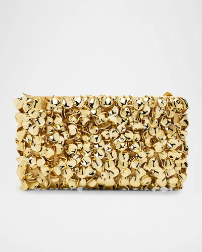 Simkhai Reese Metallic Beaded Clutch Bag In Gold