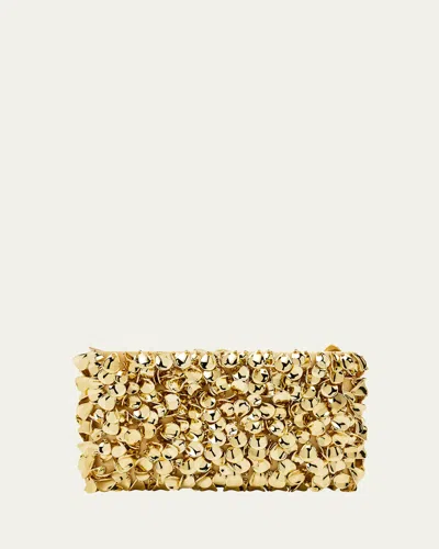 Simkhai Reese Metallic Beaded Clutch Bag In Gold