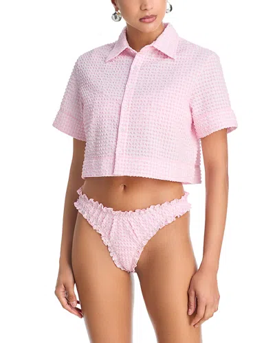 Simkhai Womens Daisy Ivory Reeves Camp Woven Shirt In Pink