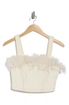 Simkhai Reeves Feather Trim Top In White