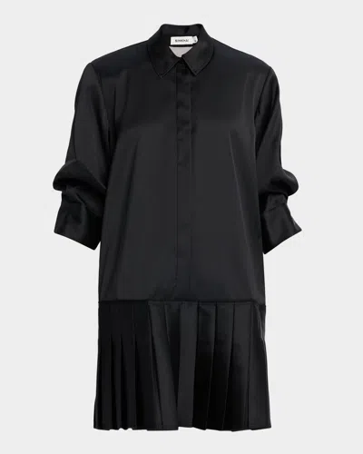 Simkhai Regina Drop-waist Mini Shirtdress In Black