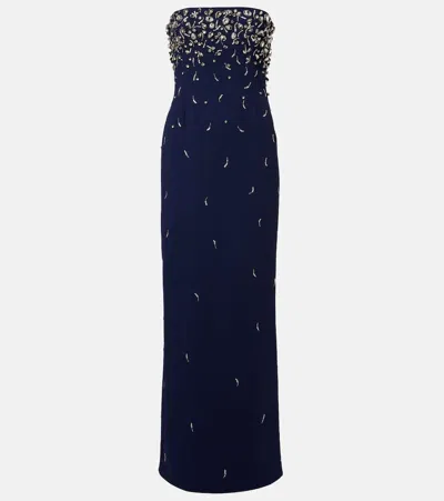 Simkhai Reign Embellished Crêpe Bustier Gown In Blue