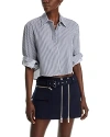 Simkhai Renata Cropped Cotton Stripe Button-front Shirt In Midnight Stripe