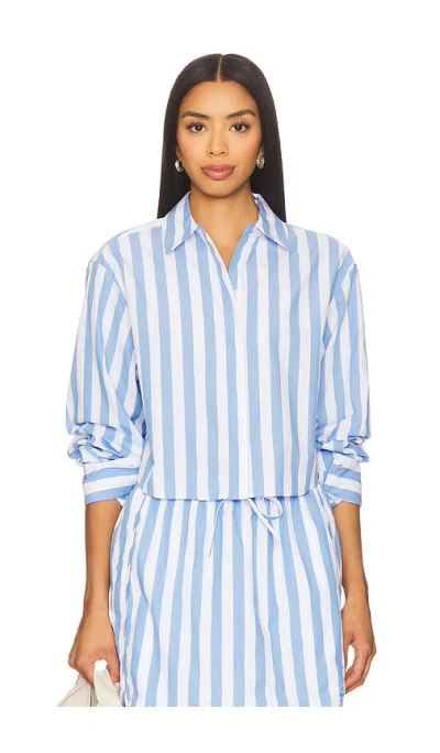 Simkhai Renata Cropped Button Down Shirt In Blue