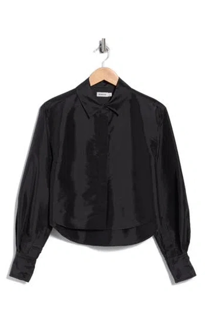 Simkhai Renata Cropped Button Down Shirt In Black