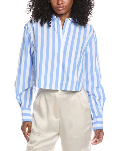 Simkhai Renata Cropped Button Down Shirt In Blue