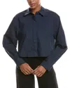 Simkhai Renata Layered Cropped Button Down Shirt In Blue