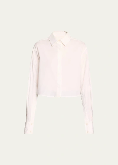 Simkhai Renata Cropped Button-front Shirt In White