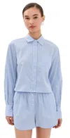 Simkhai Renata Cropped Shirt In Blue Hydrangea Stripe