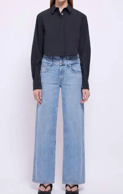 Simkhai Renata Cotton-blend Poplin Shirt In Black