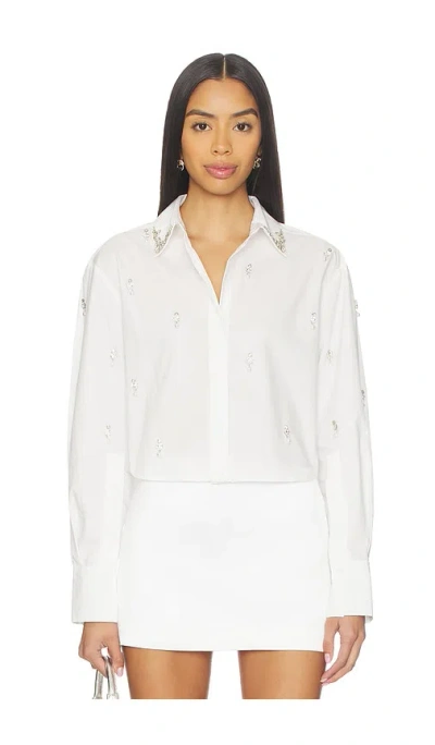 Simkhai Renata Embellished Button Down Shirt In White