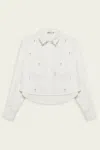 Simkhai Renata Embellished Cotton Shirt In White In White