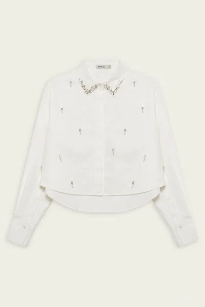 Simkhai Renata Embellished Cotton Shirt In White