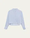 Simkhai Renata Cropped Shirt In Blue Hydrangea Stripe
