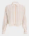 Simkhai Renata Stripe Cropped Button-front Shirt In Neutral