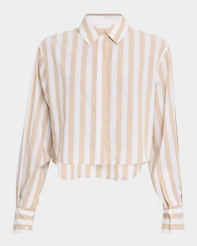 Simkhai Renata Stripe Cropped Button-front Shirt