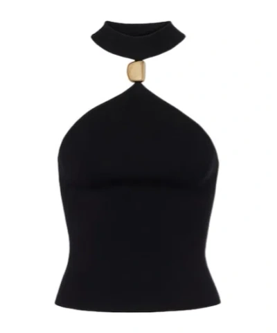 Simkhai Renlen Embellished Halterneck Wool Top In Black