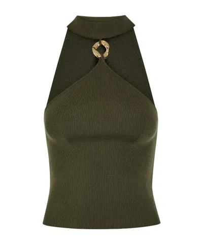 Simkhai Renlen Halterneck Merino Wool Top In Green