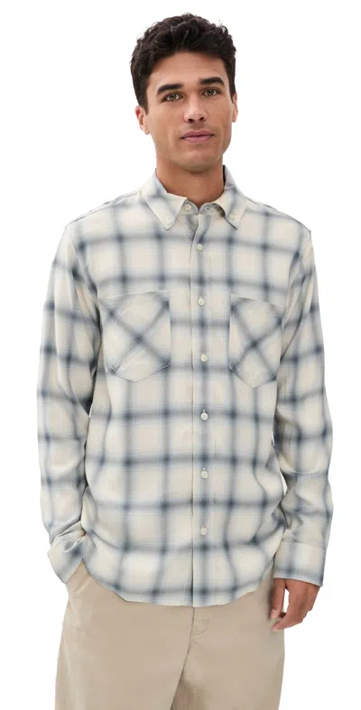Simkhai Rennick Plaid Shirt Ivory Plaid In Blue