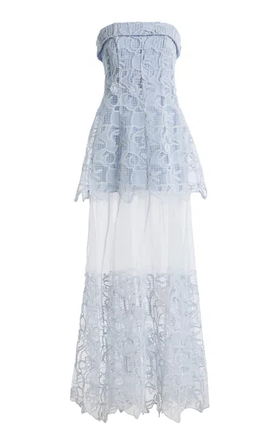 Simkhai Rennis Embroidered Bustier Gown In Blue