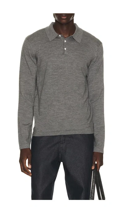 Simkhai Reynolds Long Sleeve Polo In Gray