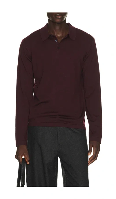 Simkhai Reynolds Long Sleeve Polo In Burgundy