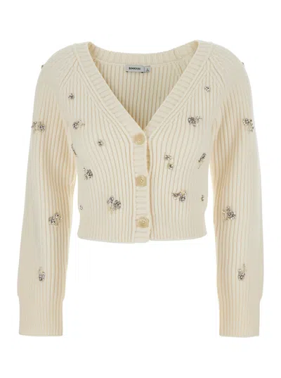 Simkhai Rhinestone-embellished Wool-cashmere Cardigan In White