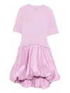 Simkhai Kenny Ribbed-knit And Taffeta Mini Dress In Pink