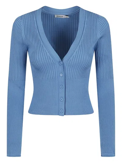 SIMKHAI RIBBED BUTTON-UP CARDIGAN