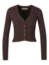 Simkhai Ribbed-knit Cardigan In Burgundy