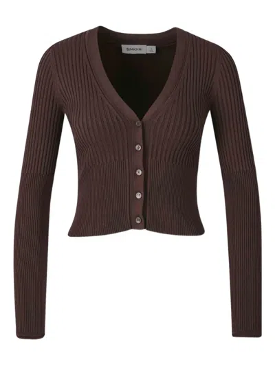SIMKHAI RIBBED-KNIT CARDIGAN